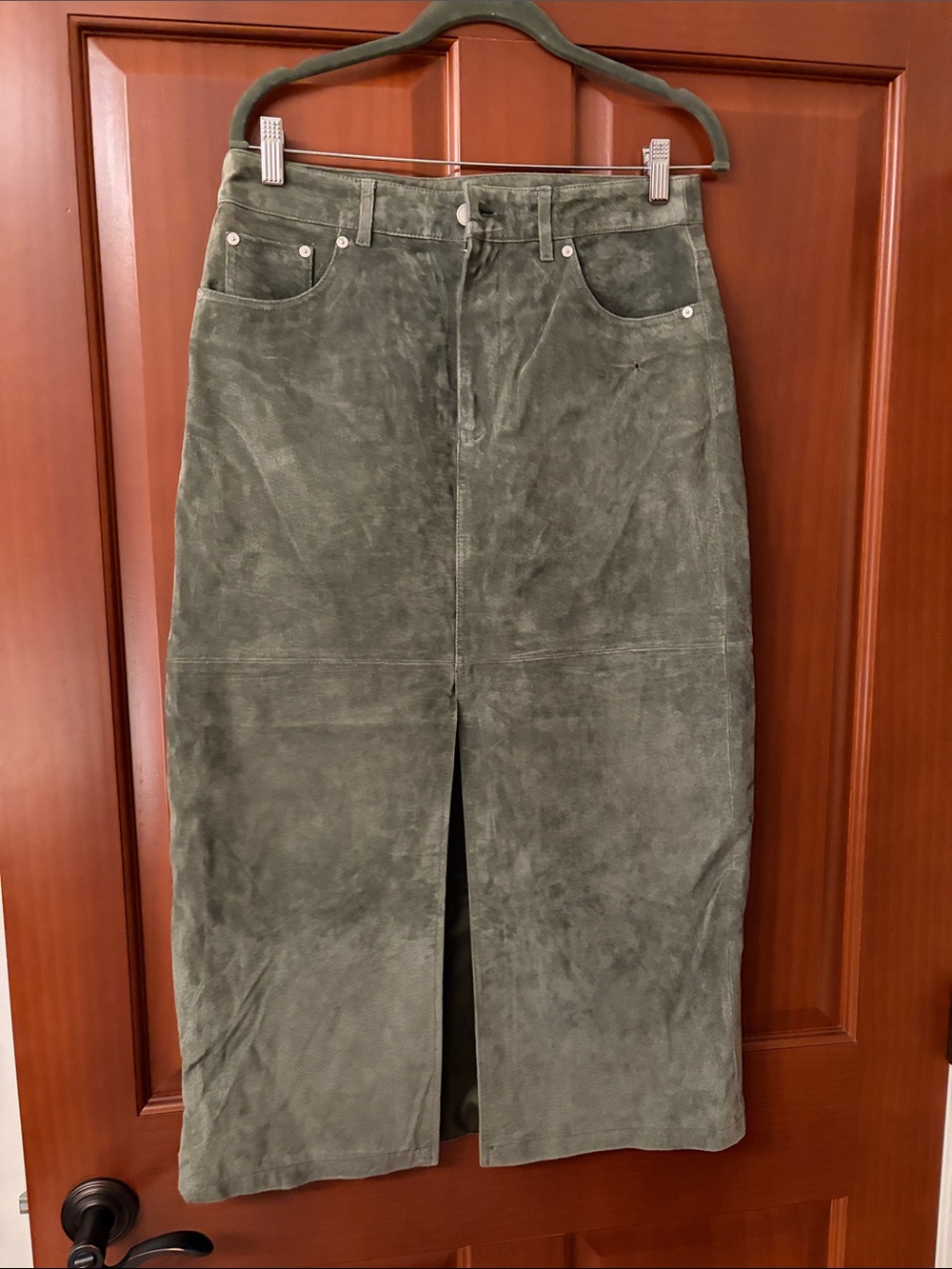 Blank NYC Olive Green Corduroy Midi Skirt